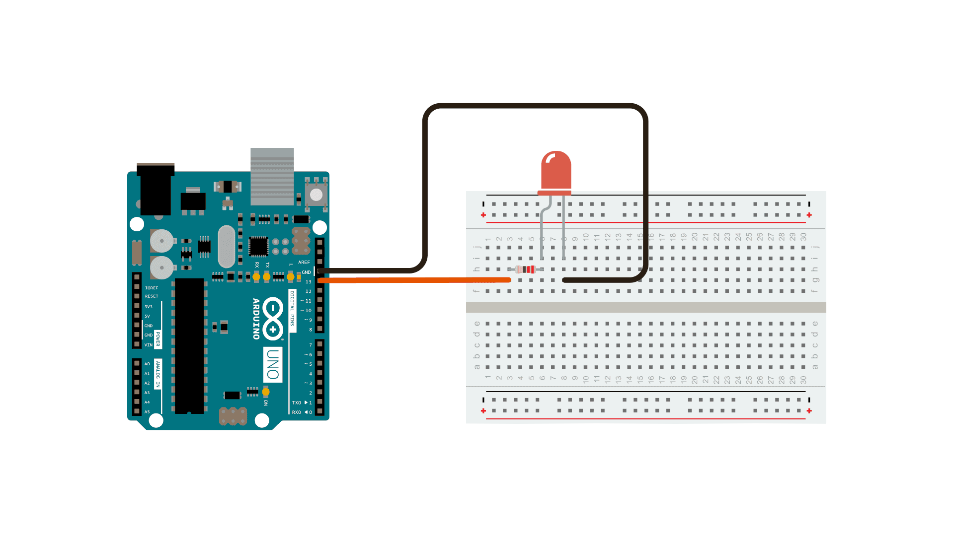 Arduino plus a diode and a resistor