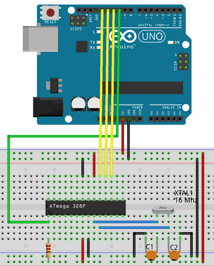 Connect one arduino to standalone atmega328p via SPI